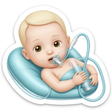 bebe com tubo para respirar sticker