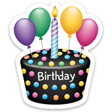 birthday sign in black and white polk a dots sticker