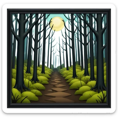 a dark, scary forest outside the fence sticker