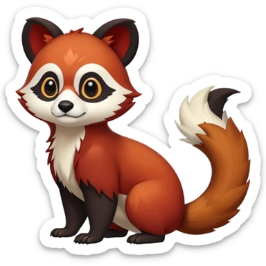 Cute cool white red dark-brown black red-panda-weasel-tanuki-ermine-gryphon-animal hybrid Fakemon full body sticker