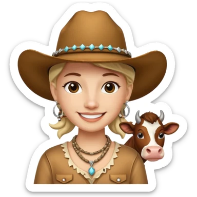 smiling ma with necklace and cow boy hat  sticker