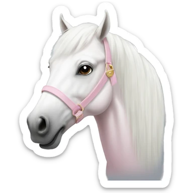 White horse with a light pink saddle and long white mane sticker
