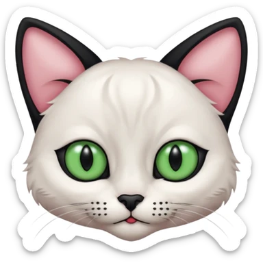 Chat noir et blanc avec des yeux verts et l' intérieur des oreilles roses sticker