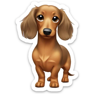 Tan long hair miniature dachshund with a spiked collar  sticker