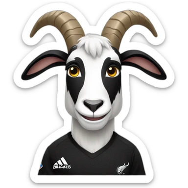 Goat wearing New Zealand all blacks jersey sticker