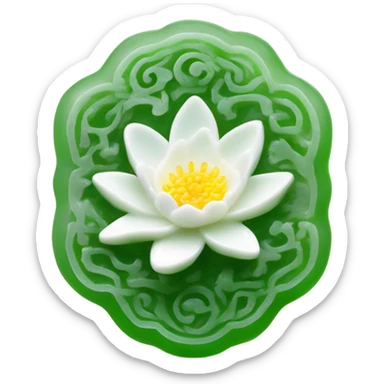 A Rectangle Chinese style white water-lily-patterned jade ornament sticker