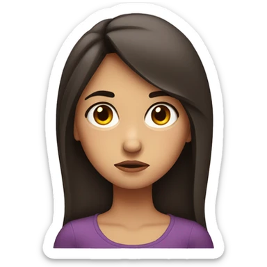 brunette girl frowning with sad eyebrows sticker