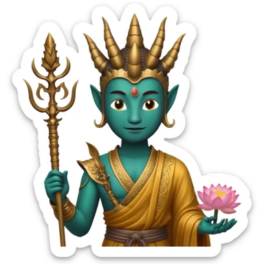 man with dragon head, scepter, buddhism, lotus sticker