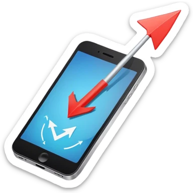 mobile phone and arrow coming out sticker