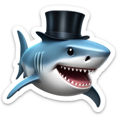 Shark with a top hat sticker