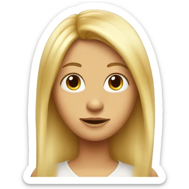 A female Rooster wearing a wig of long blonde hair sticker