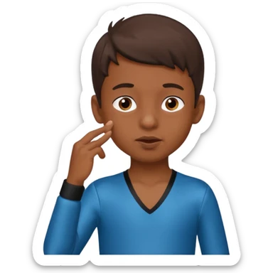Create an emoji that is a boy at dance who is picking his nose sticker