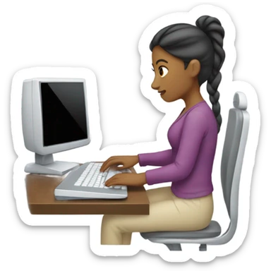 mujer en una computadora sticker
