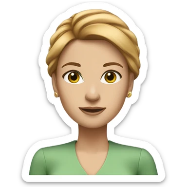 executive woman, straight golden brown hair, green eyes, lilac dress sticker