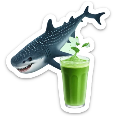 Whale shark drinking matcha sticker