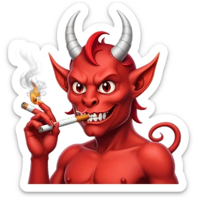 Diablito de cara roja con un cigarro pero el cigarro en la boca y menos humanoide sticker