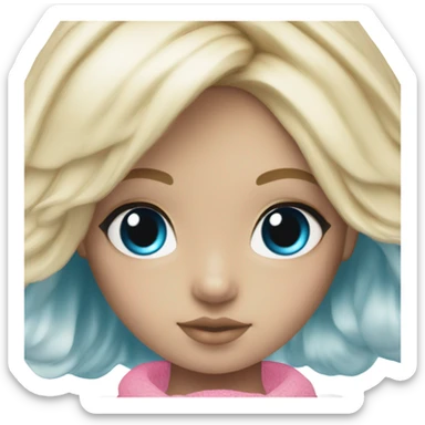ocean blue doll eyes, blonde hair, feminine, pink, girl, angelic sticker