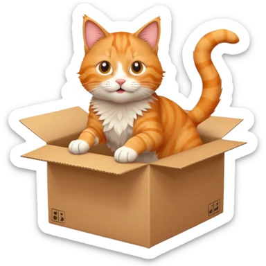 cat jumping out of a box sticker