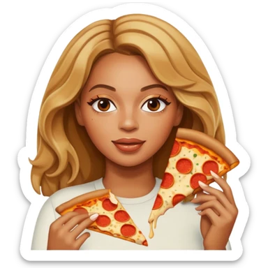 Beyoncé eating a pizza sticker