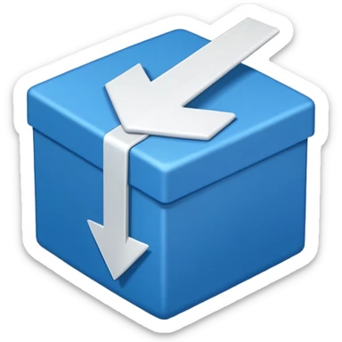 create an emoji with a tilted blue box with a white arrow in it make sure its kinda small 2d sticker