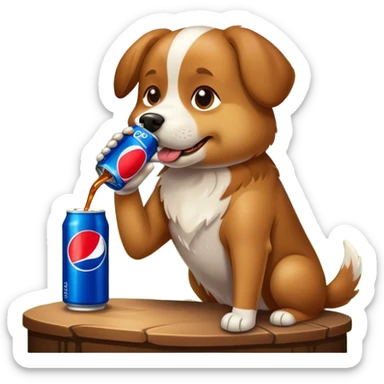 Dog drinking Pepsi sticker
