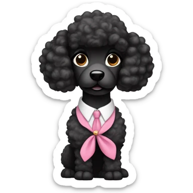 Black poodle in skirt business suit sticker