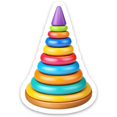 Colorful children's stacking pyramid toy with rings of different sizes sticker