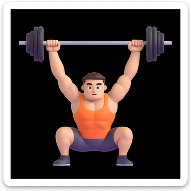 A muscular cartoon character lifting weights, modern and dimensional sticker