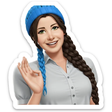 smiling girl with braided hair sticker