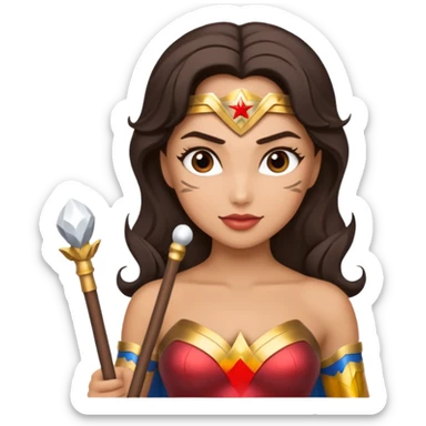 Wonder Woman holding white orchestra baton sticker
