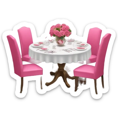 Pink decorated dinning table with pink chairs sticker