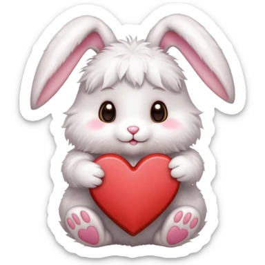 Bunny holding box of heart shaped chocolates   sticker