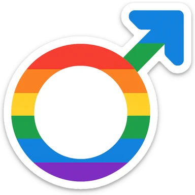 Create a minimal male gender symbol emoji with flat rainbow colors, suitable for a Discord role icon, with a transparent background. The style should be simple and clean, resembling minimal emoji style. sticker