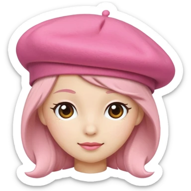a pink beret hat sticker