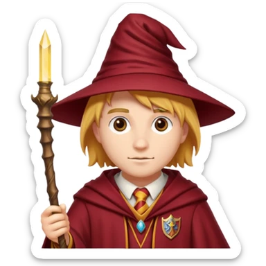 Gryffindor wizard with wand sticker