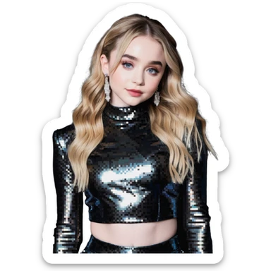 Sabrina Carpenter in Short n' Sweet concert look, sparkly outfit sticker