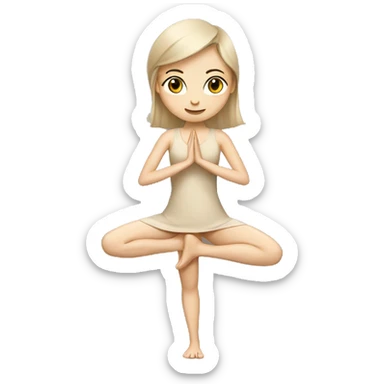 yoga girl with white skin in beige dress sticker