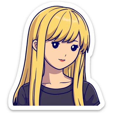 long straight blonde wig sticker