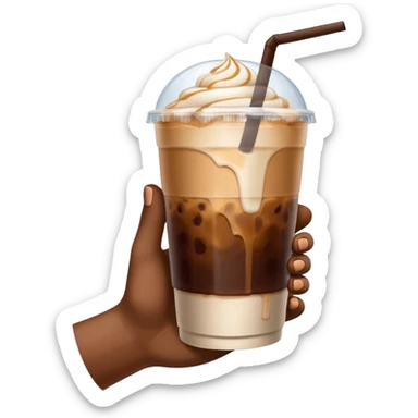 a white hand holding an iced coffee but just the hand and the cup sticker