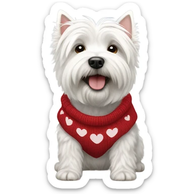 West highland dog with heart sweater sticker