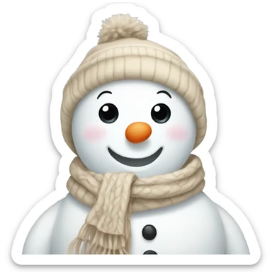 Cute snowman with beige scarf   sticker