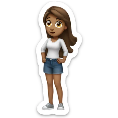 Girl with brown hair sassy and hand on her hip sticker