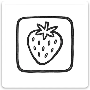 strawberry button as a hand drawn outlined icon, playful and sketchy sticker