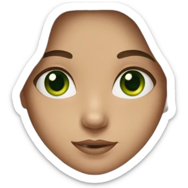 Girl with long brown hair and green eyes sticker