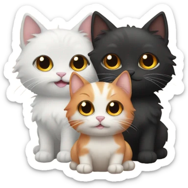 three cat besties. One is orange and fluffy one is cream and fluffy one is black  sticker
