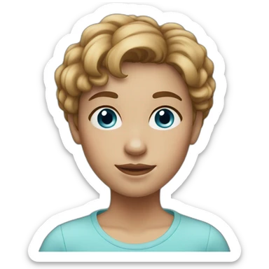 1 girl with light-brown short  hair, blue eyes and freckles sticker