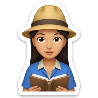 island tour guide with a notebook, dark hair sticker