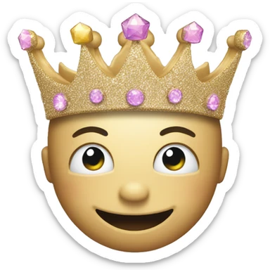 glittery crown with happy smile and happy eyes on the crown a crown emoji sticker