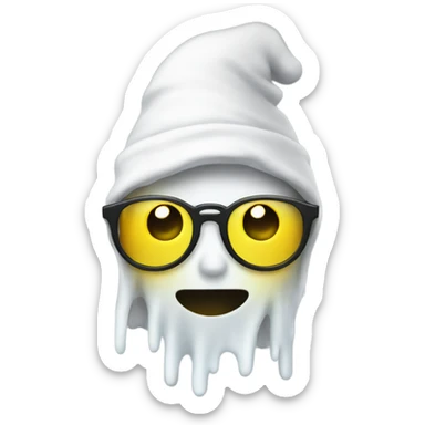 Ghost with glasses and a yellow beanie sticker