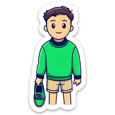 2025 neo-preppy outfit with tech-enhanced boat shoes and sustainable tennis sweater sticker
